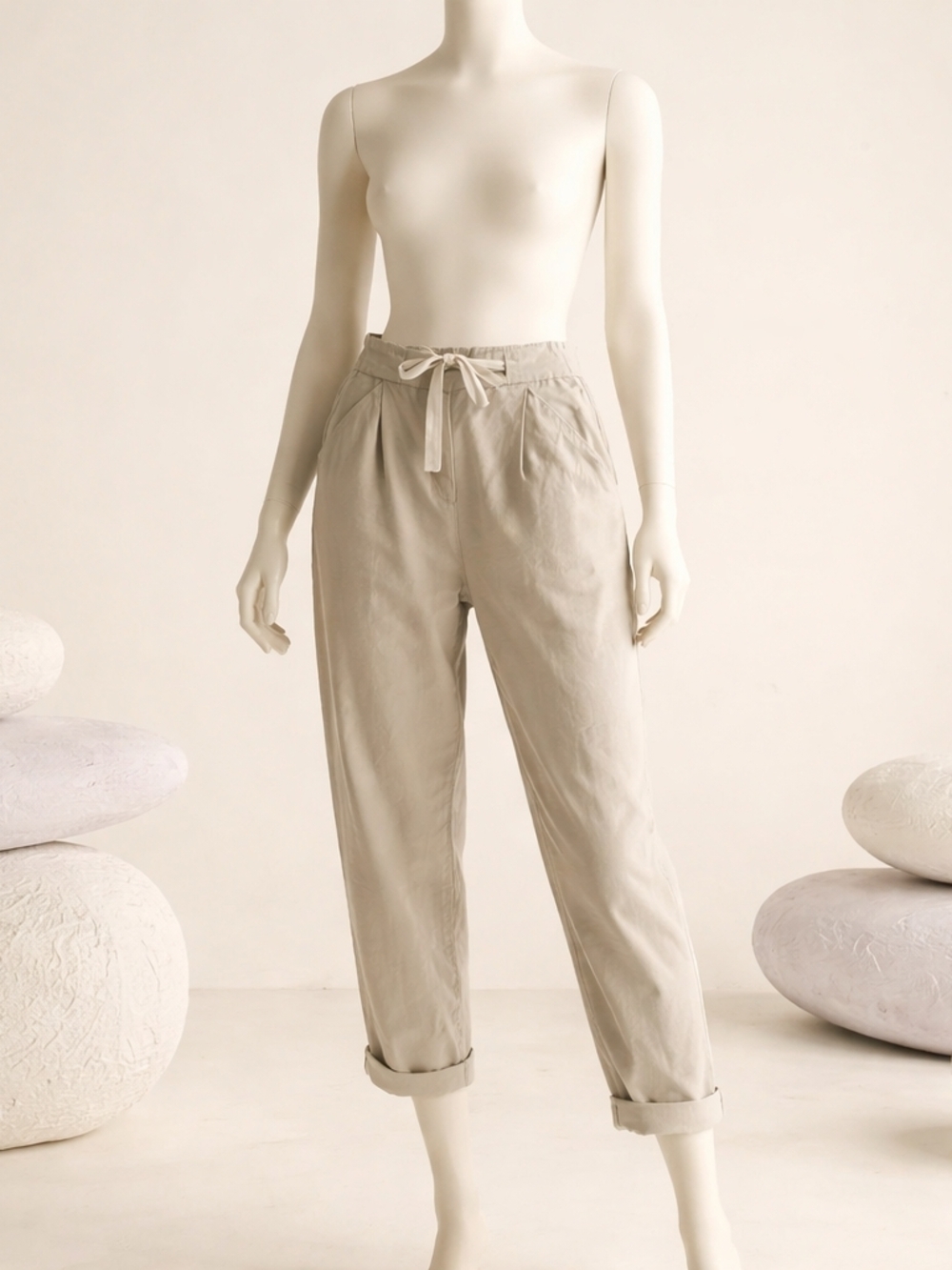 Wilfred (Aritzia) Linen Blend Tie-Waist Pants – Light Lilac -Rolled Cuff SZ 4